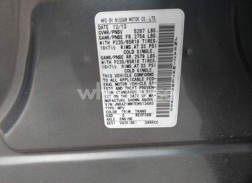 Photo 2 of 2014 Nissan Murano (VIN JN8AZ1MW7EW513480)