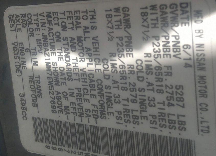 2014 Nissan Murano SL (VIN JN8AZ1MW7EW527699) main photo