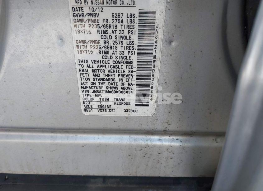 Photo 9 of 2013 Nissan Murano SV (VIN JN8AZ1MW8DW306434)