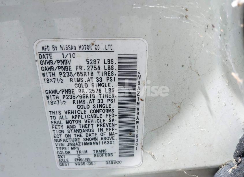 Photo 9 of 2010 Nissan Murano SL (VIN JN8AZ1MW9AW116301)