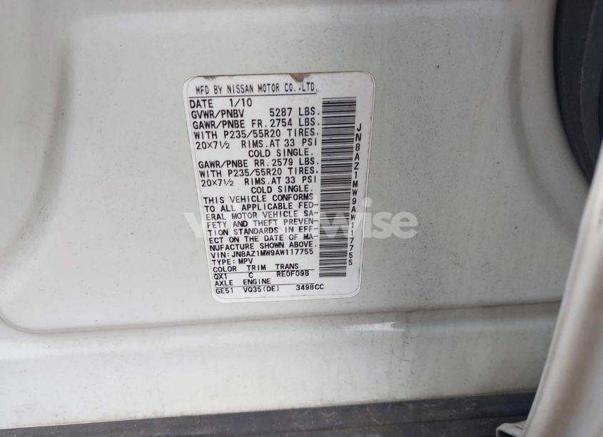 Photo 9 of 2010 Nissan Murano LE (VIN JN8AZ1MW9AW117755)