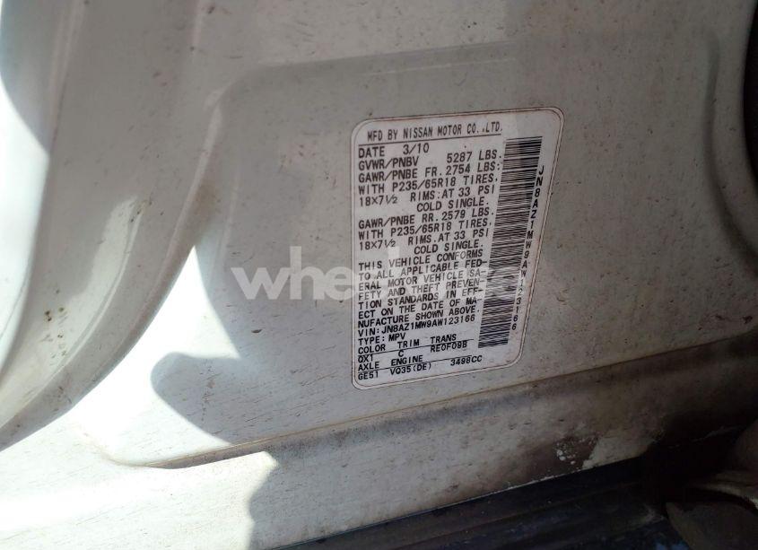 Photo 9 of 2010 Nissan Murano SL (VIN JN8AZ1MW9AW123166)