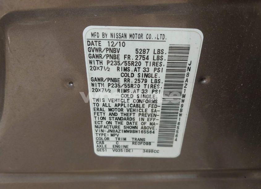 Photo 9 of 2011 Nissan Murano LE (VIN JN8AZ1MW9BW165564)