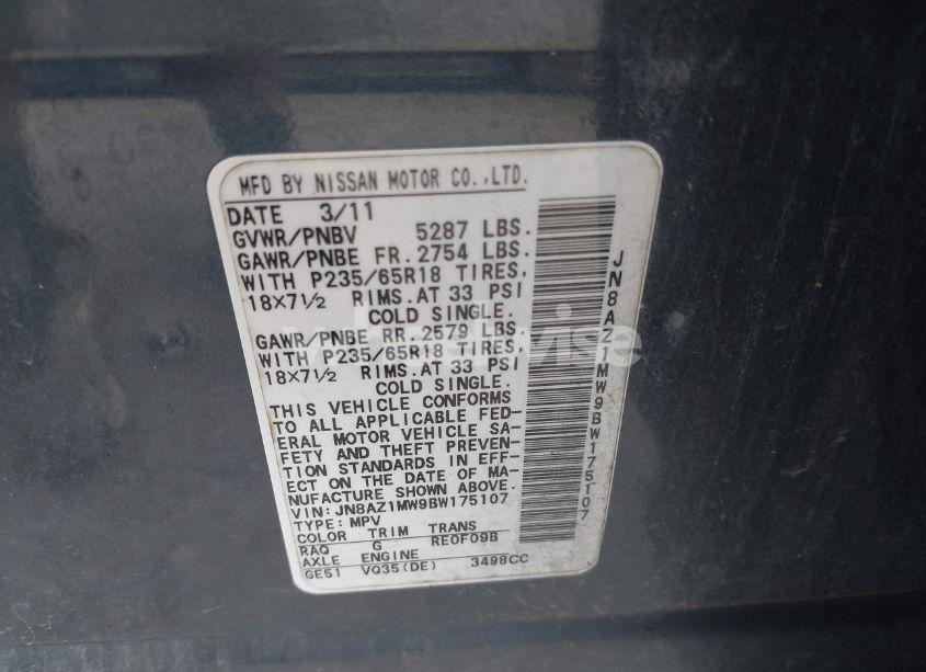 Photo 9 of 2011 Nissan Murano SV (VIN JN8AZ1MW9BW175107)