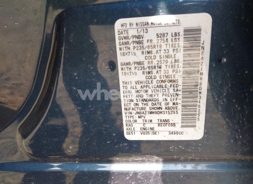 Photo 9 of 2013 Nissan Murano S (VIN JN8AZ1MW9DW315255)