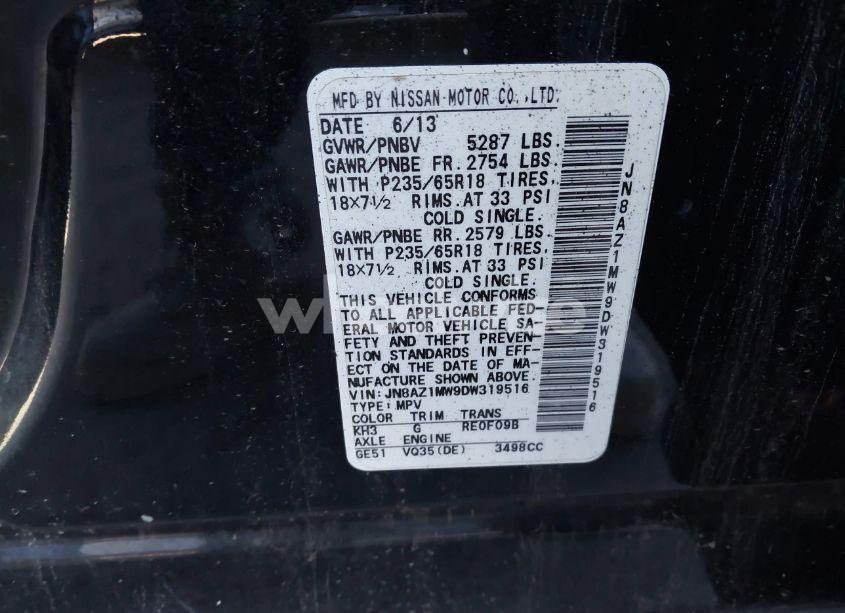 Photo 2 of 2013 Nissan Murano SL (VIN JN8AZ1MW9DW319516)