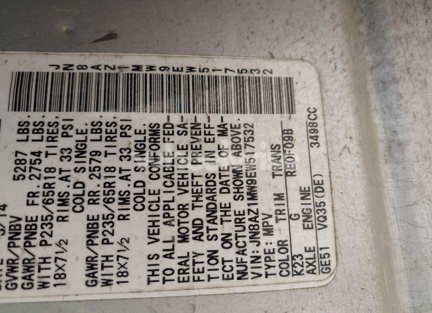 Photo 9 of 2014 Nissan Murano (VIN JN8AZ1MW9EW517532)