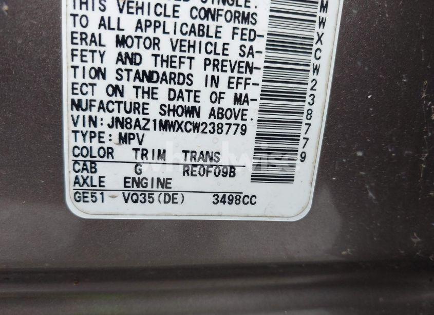 Photo 9 of 2012 Nissan Murano S (VIN JN8AZ1MWXCW238779)