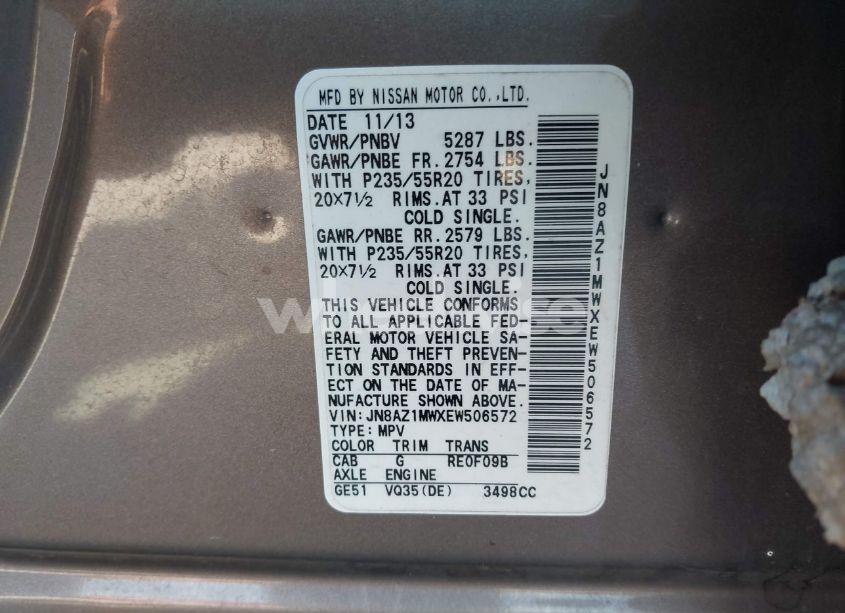 Photo 9 of 2014 Nissan Murano LE (VIN JN8AZ1MWXEW506572)