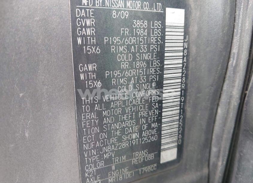 Photo 4 of 2009 Nissan Cube 1.8S (VIN JN8AZ28R19T125260)