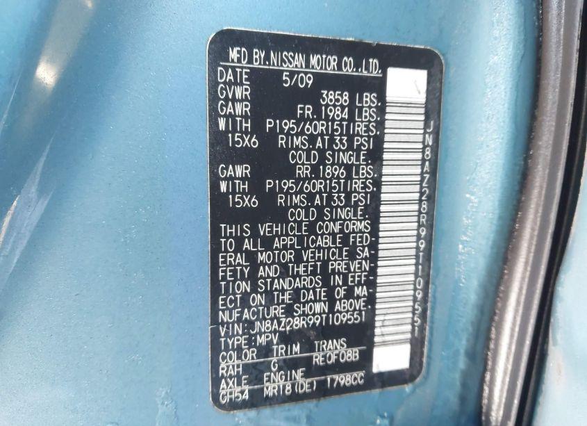 Photo 3 of 2009 Nissan Cube 1.8S (VIN JN8AZ28R99T109551)