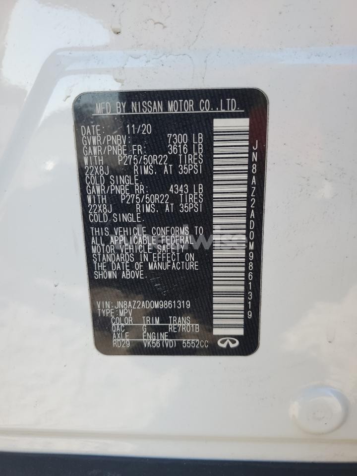 Photo 13 of 2021 INFINITI QX80 LUXE (VIN JN8AZ2AD0M9861319)