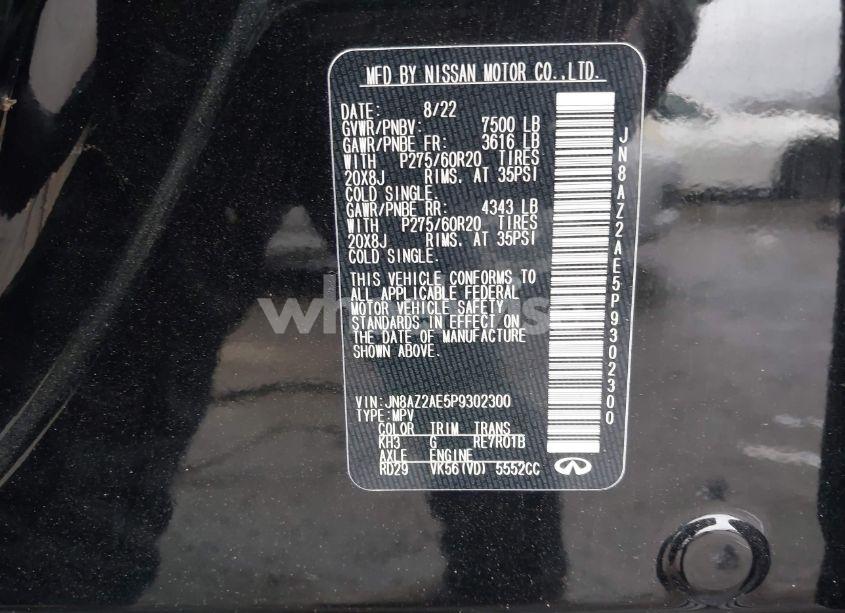 Photo 4 of 2023 Infiniti Qx80 LUXE AWD (VIN JN8AZ2AE5P9302300)