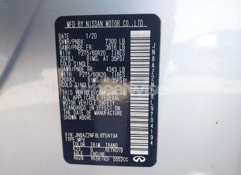 Photo 9 of 2020 Infiniti Qx80 LUXE (VIN JN8AZ2NF8L9704194)