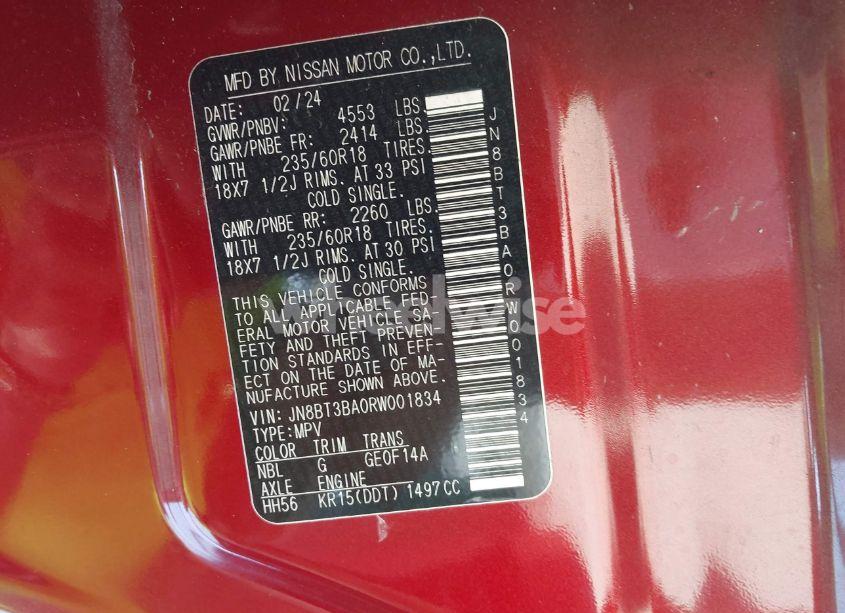 Photo 9 of 2024 Nissan Rogue SV FWD (VIN JN8BT3BA0RW001834)