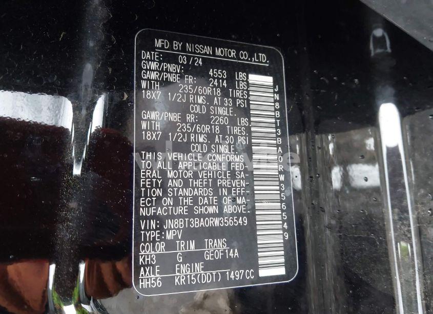 Photo 9 of 2024 Nissan Rogue SV FWD (VIN JN8BT3BA0RW356549)