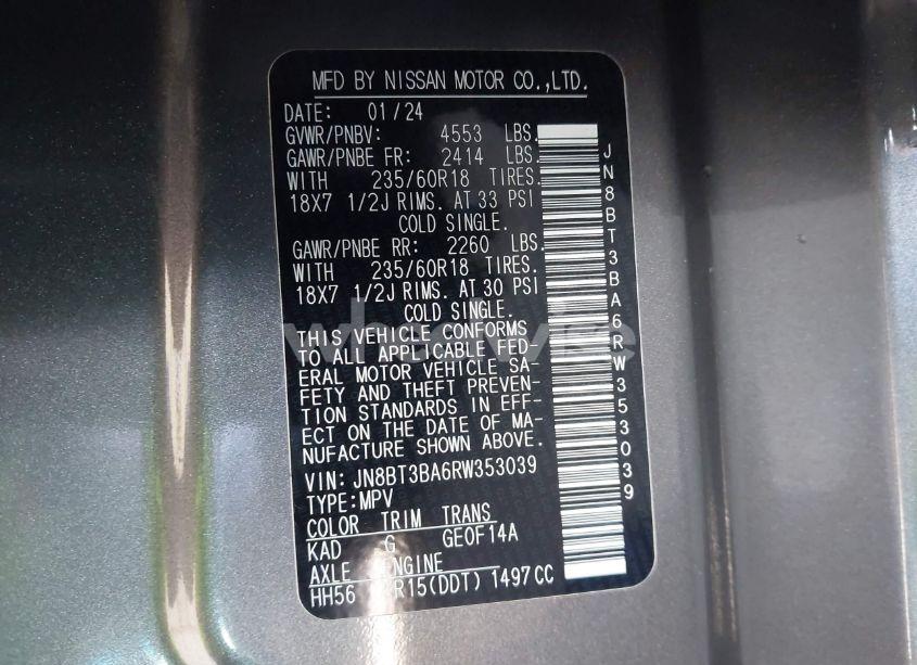 Photo 9 of 2024 Nissan Rogue SV FWD (VIN JN8BT3BA6RW353039)