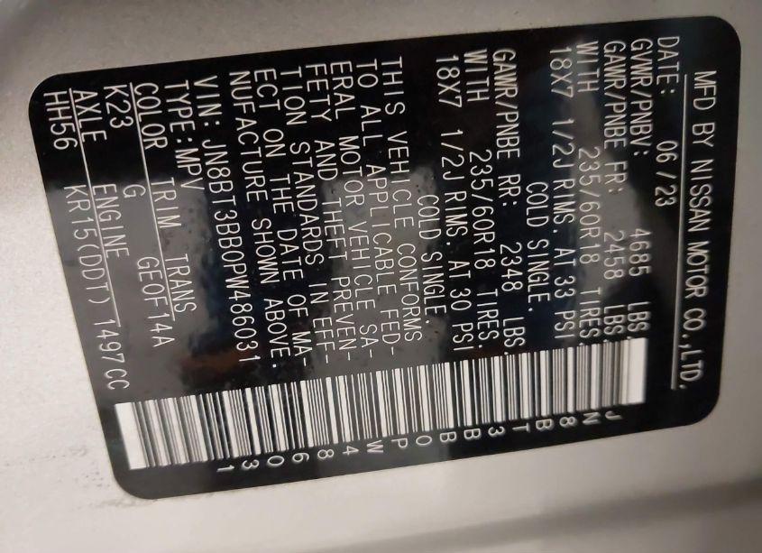 2023 Nissan Rogue SV INTELLIGENT AWD (VIN JN8BT3BB0PW486031) main photo