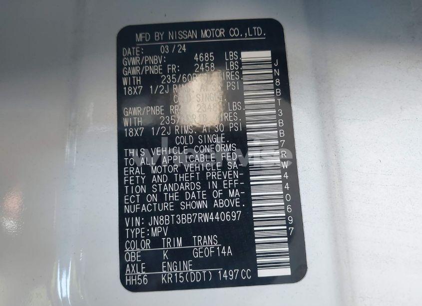 2024 Nissan Rogue SV INTELLIGENT AWD (VIN JN8BT3BB7RW440697) main photo