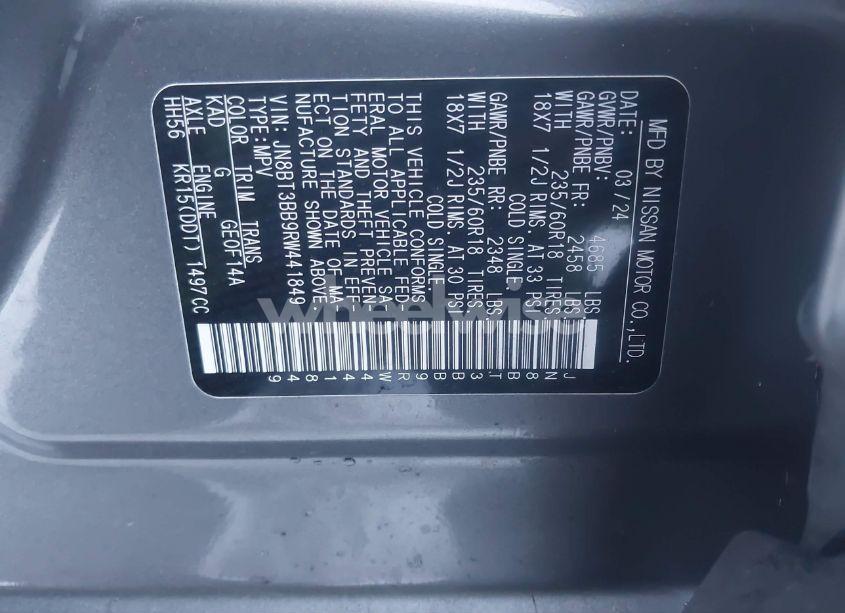 Photo 3 of 2024 Nissan Rogue SV INTELLIGENT AWD (VIN JN8BT3BB9RW441849)