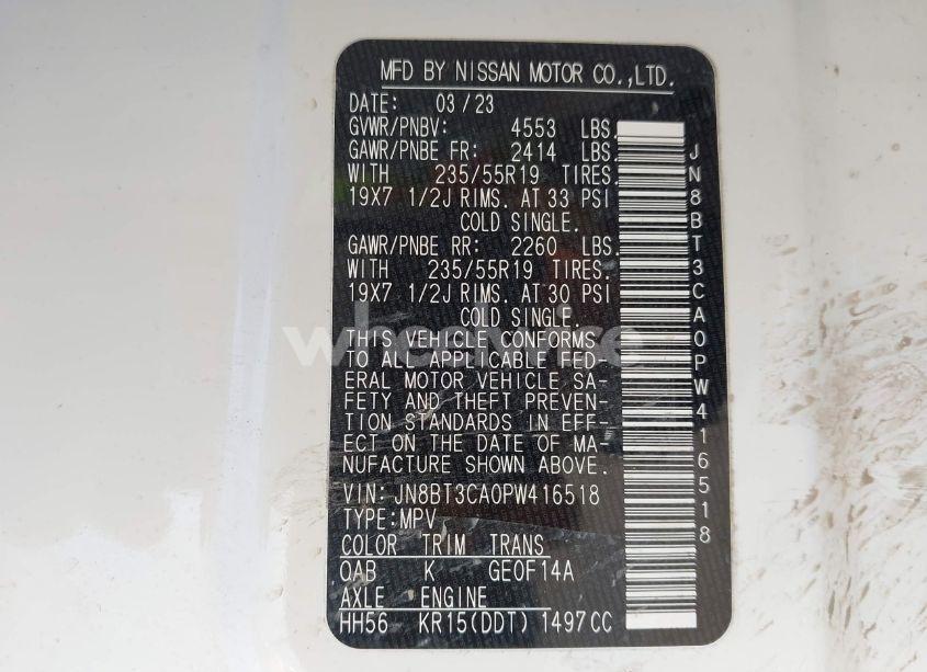 Photo 9 of 2023 Nissan Rogue SL FWD (VIN JN8BT3CA0PW416518)