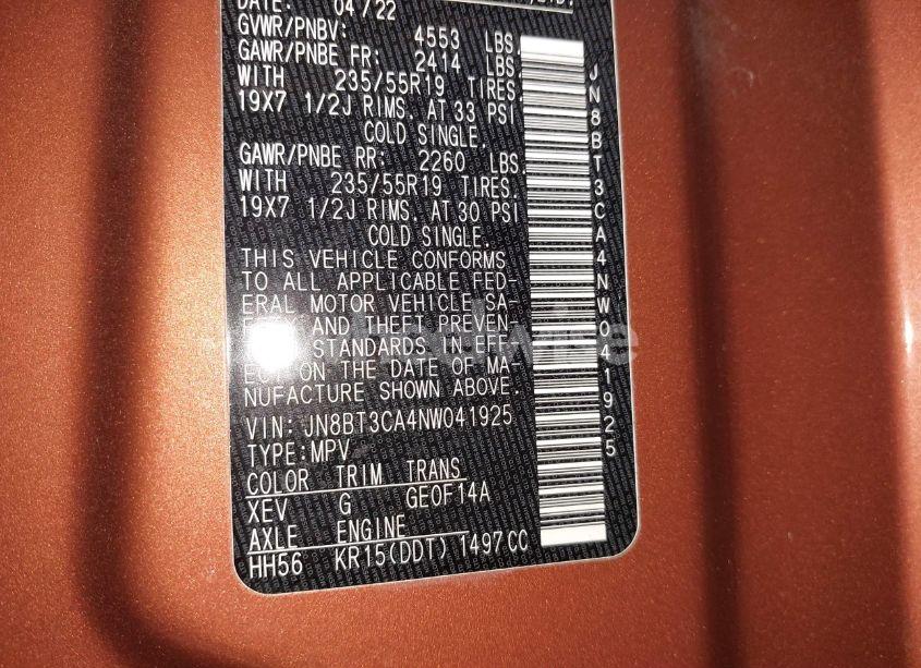 2022 Nissan Rogue SL FWD (VIN JN8BT3CA4NW041925) main photo