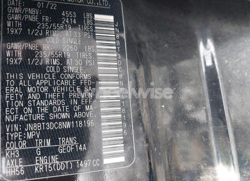 Photo 2 of 2022 Nissan Rogue PLATINUM FWD (VIN JN8BT3DC8NW118196)