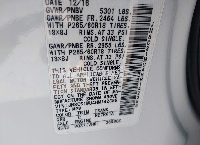 Photo 9 of 2017 Infiniti Qx70 (VIN JN8CS1MU4HM142385)