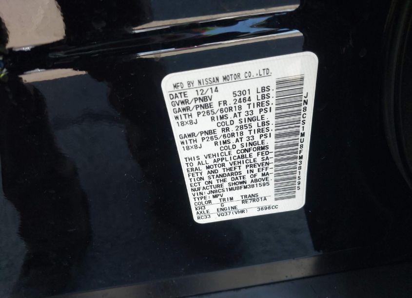 Photo 3 of 2015 Infiniti Qx70 N/A (VIN JN8CS1MU8FM381595)