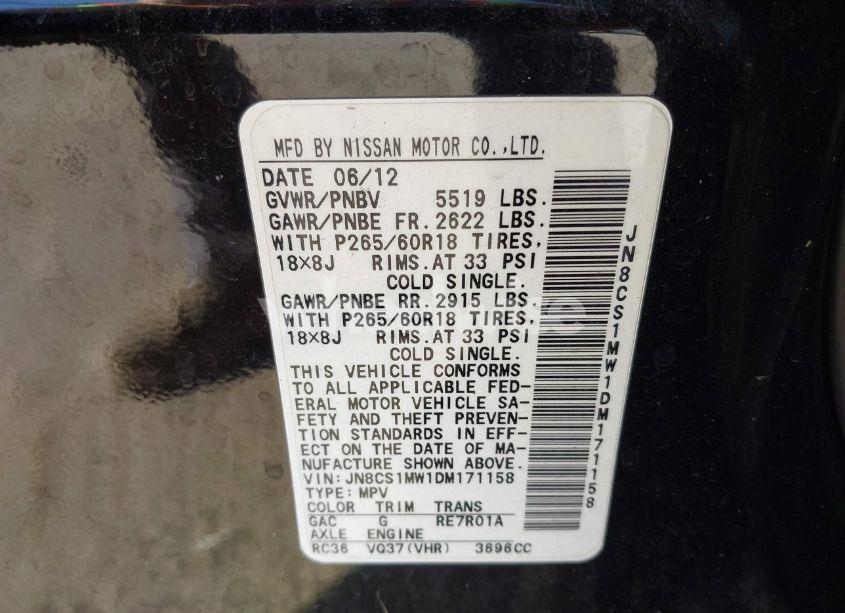 Photo 9 of 2013 Infiniti Fx37 N/A (VIN JN8CS1MW1DM171158)