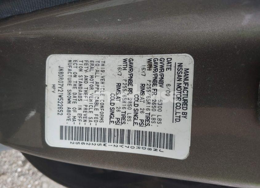 Photo 9 of 2001 Nissan Pathfinder SE (VIN JN8DR07Y21W522652)