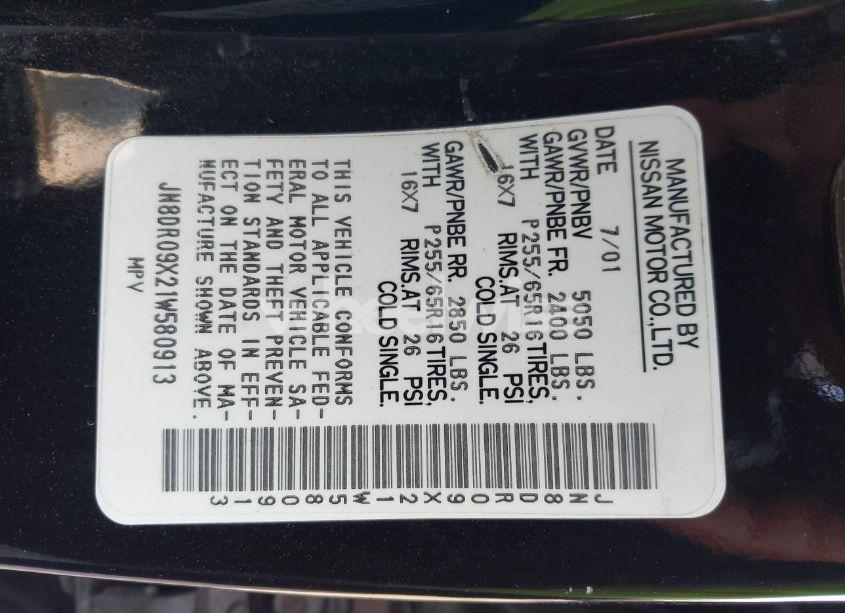 Photo 9 of 2001 Nissan Pathfinder LE (VIN JN8DR09X21W580913)