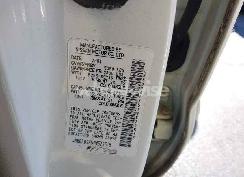 Photo 4 of 2001 Nissan Pathfinder LE (VIN JN8DR09X51W572515)