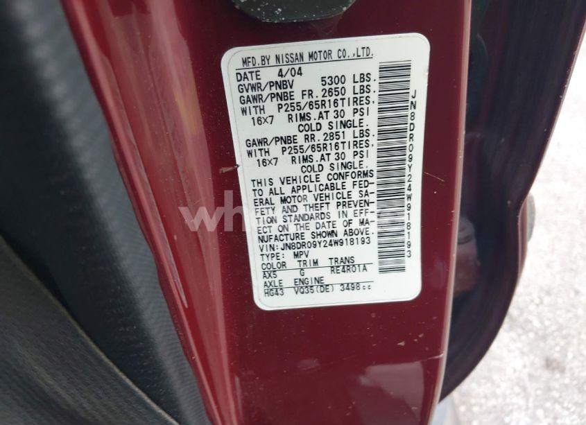 Photo 9 of 2004 Nissan Pathfinder SE (VIN JN8DR09Y24W918193)