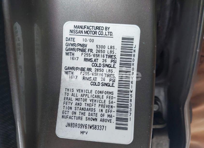 2001 Nissan Pathfinder LE (VIN JN8DR09Y61W583371) main photo