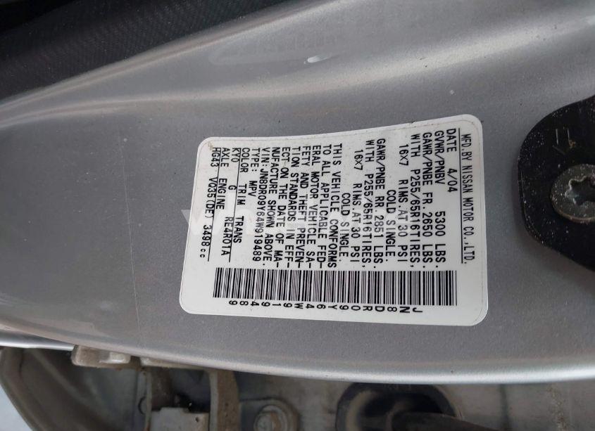 Photo 9 of 2004 Nissan Pathfinder SE (VIN JN8DR09Y64W919489)