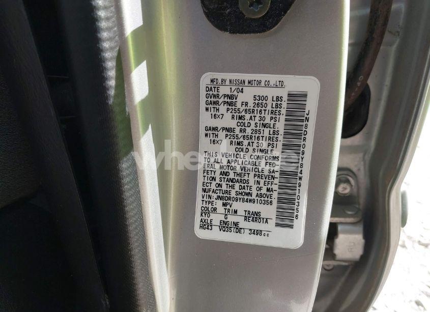 Photo 9 of 2004 Nissan Pathfinder SE (VIN JN8DR09Y84W910356)