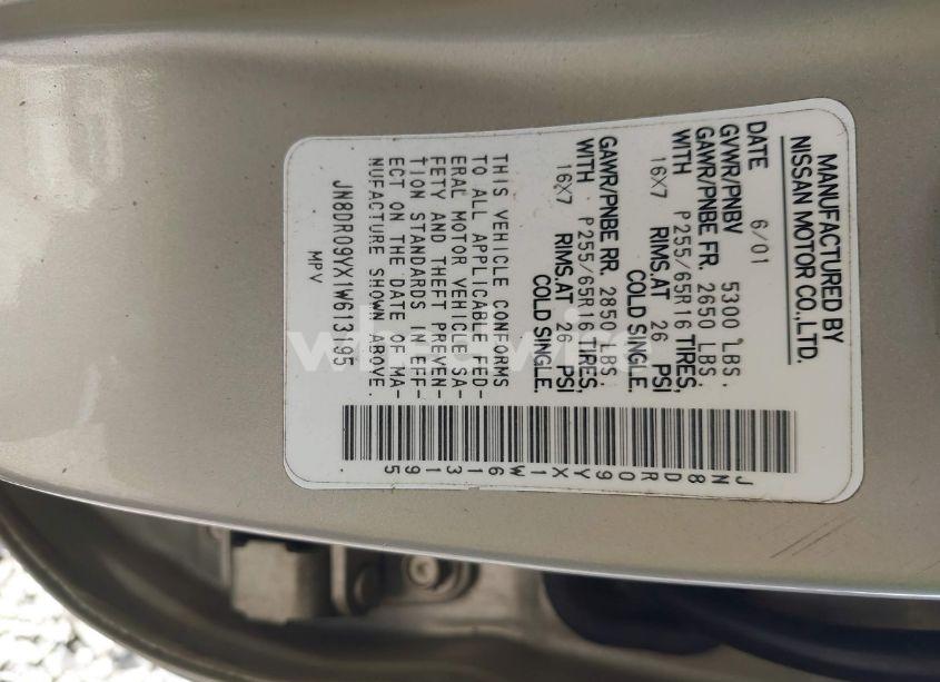 Photo 9 of 2001 Nissan Pathfinder LE (VIN JN8DR09YX1W613195)