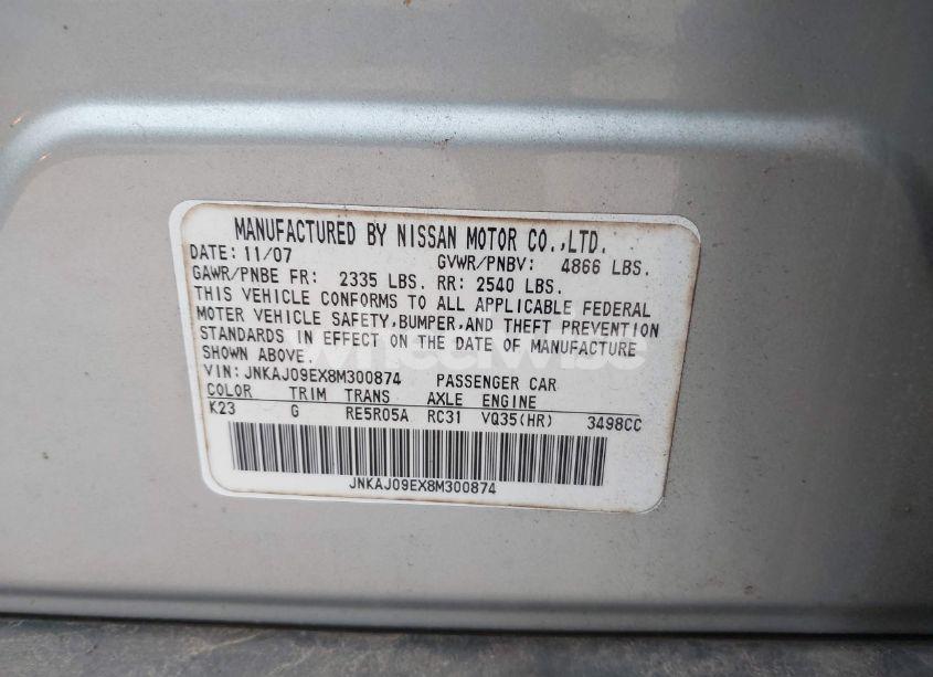 Photo 9 of 2008 Infiniti Ex35 JOURNEY (VIN JNKAJ09EX8M300874)