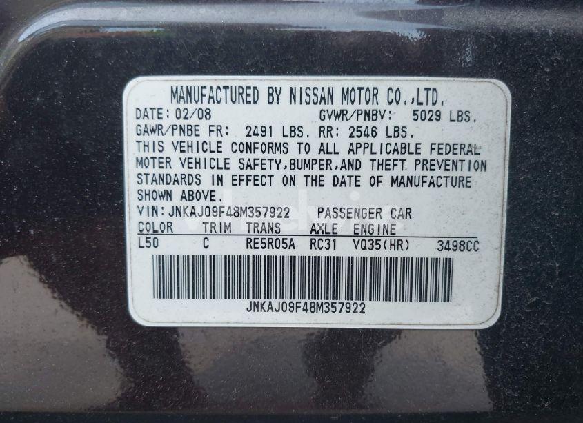 Photo 9 of 2008 Infiniti Ex35 JOURNEY (VIN JNKAJ09F48M357922)