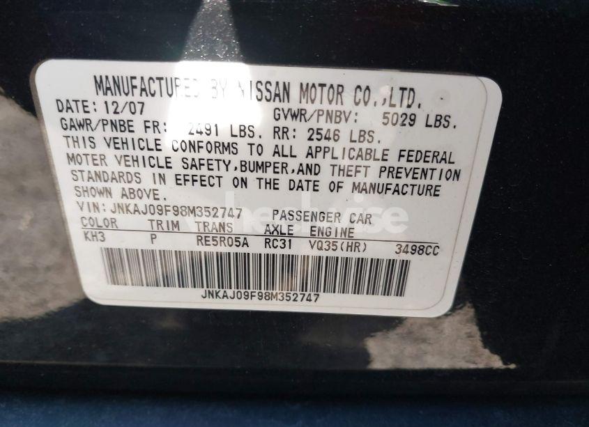 Photo 9 of 2008 Infiniti Ex35 JOURNEY (VIN JNKAJ09F98M352747)