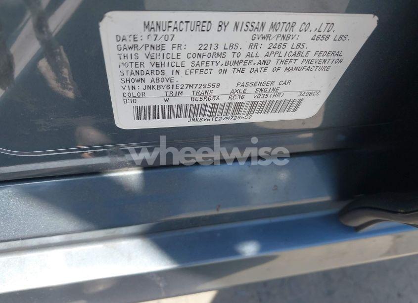 Photo 9 of 2007 Infiniti G35 SPORT (VIN JNKBV61E27M729559)