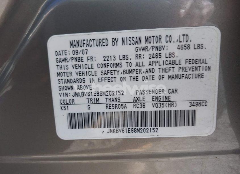 Photo 9 of 2008 Infiniti G35 JOURNEY (VIN JNKBV61E98M202152)