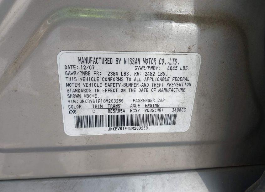 Photo 9 of 2008 Infiniti G35x (VIN JNKBV61F18M263259)