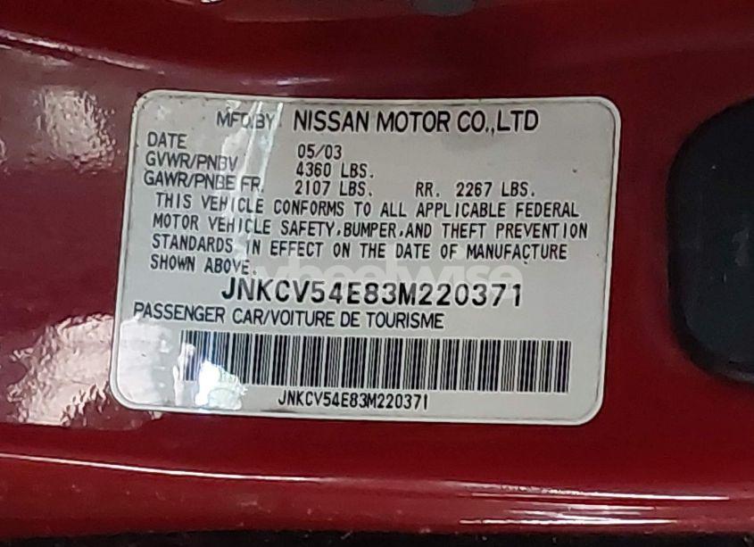 Photo 9 of 2003 Infiniti G35 BASE W/6 SPEED MANUAL (VIN JNKCV54E83M220371)