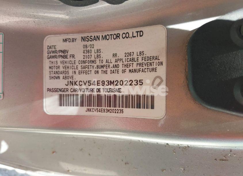 Photo 9 of 2003 Infiniti G35 BASE W/6 SPEED MANUAL (VIN JNKCV54E93M202235)