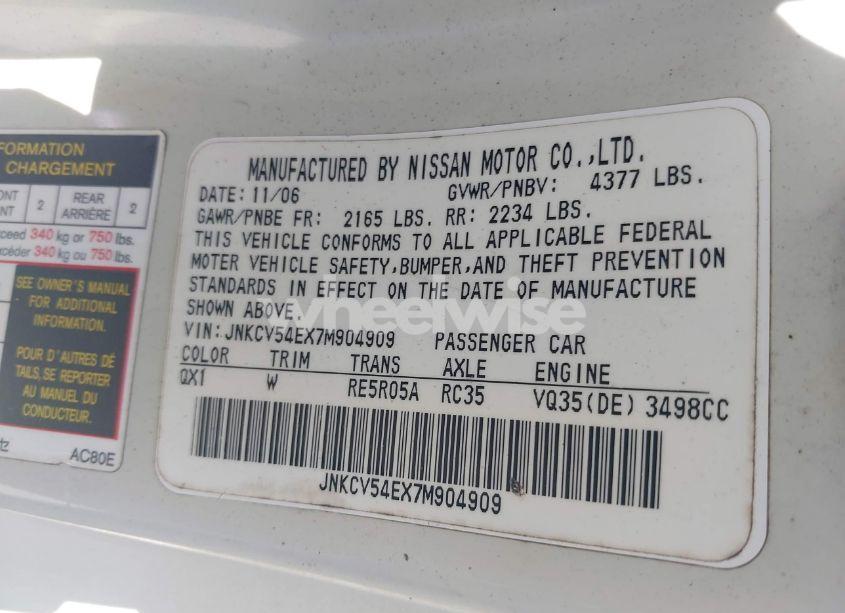 Photo 9 of 2007 Infiniti G35 N/A (VIN JNKCV54EX7M904909)