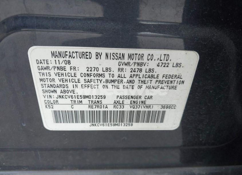Photo 9 of 2009 Infiniti G37 JOURNEY (VIN JNKCV61E59M013259)