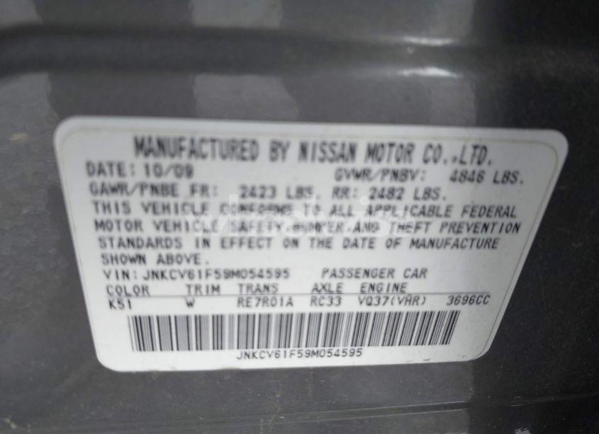 Photo 9 of 2009 Infiniti G37x (VIN JNKCV61F59M054595)