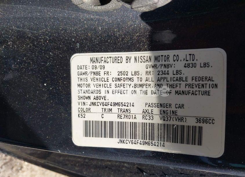Photo 9 of 2009 Infiniti G37x (VIN JNKCV64F49M654214)